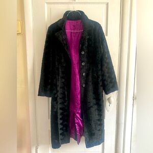 Vintage Black Faux Fur Long Coat